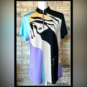 Jamie Sadock Shirt Womens L Activewear 1/4 Zip Polo Golf Tennis Woman’s Face EUC